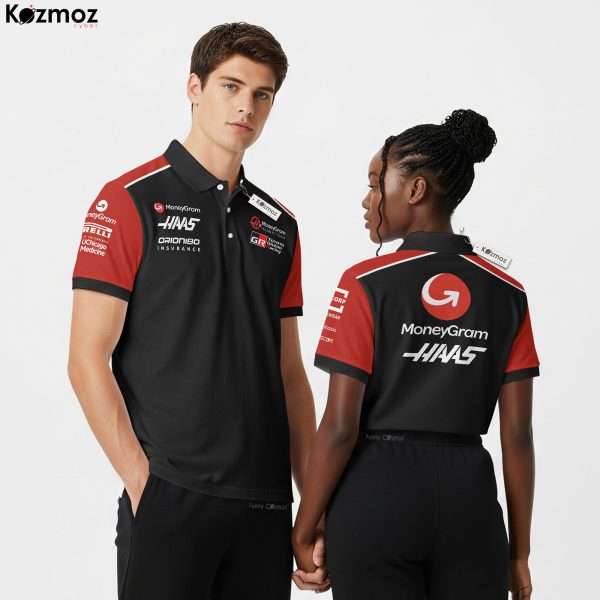 Haas x TG Racing Polo Shirt - Black Red Motorsport Team Tee - 11