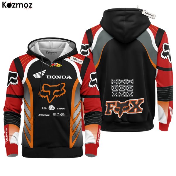 Hoodie Honda Fox Sweater Honda, Fox, Dunlop, D.I.D, Twinair, Showa Racing Costume - 13