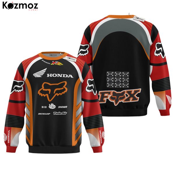 Hoodie Honda Fox Sweater Honda, Fox, Dunlop, D.I.D, Twinair, Showa Racing Costume - 9