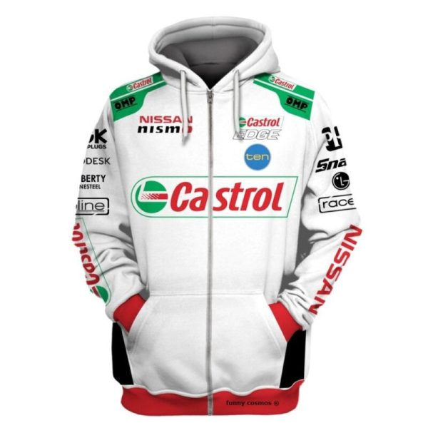 Hoodie Nissan Nismo Sweater Castrol Nissan, Nissan Nismo, Ten, Castrol Edeg, Omp Racing Uniform - 10