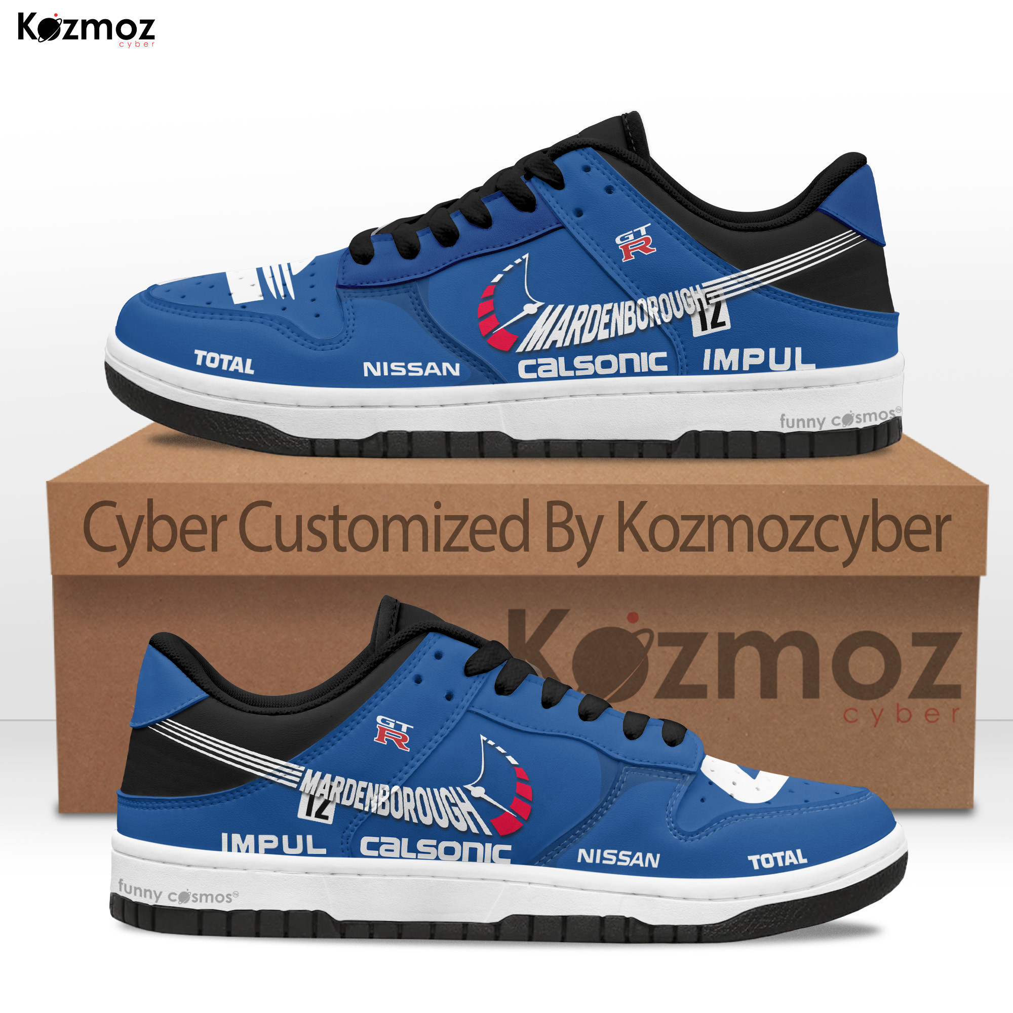Jann Mardenborough Custom Shoes Nissan R32 GT-R Calsonic Livery 1990s Racing Shoes