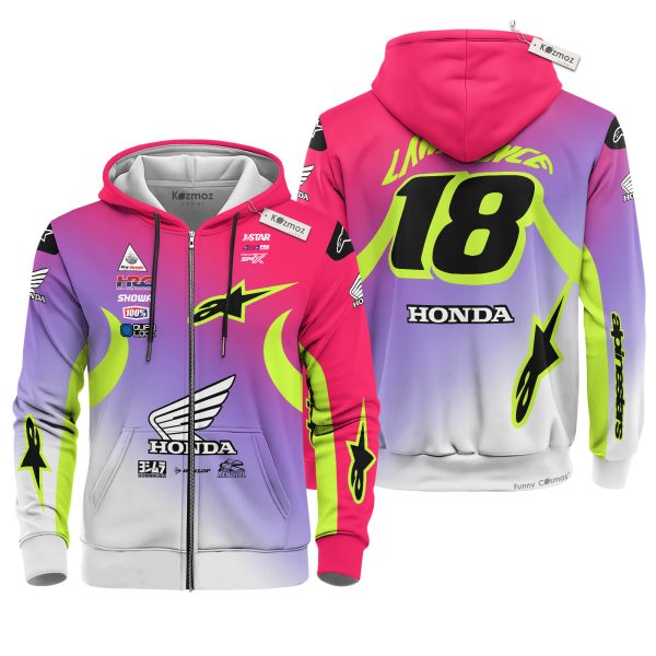 Jett Lawrence #18 Signed Honda HRC AMA Supercross Motocross 2024 Racing Hoodie Costume Racing Suit - 9