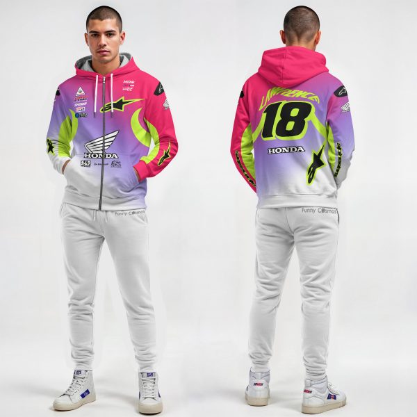Jett Lawrence #18 Signed Honda HRC AMA Supercross Motocross 2024 Racing Hoodie Costume Racing Suit - 7