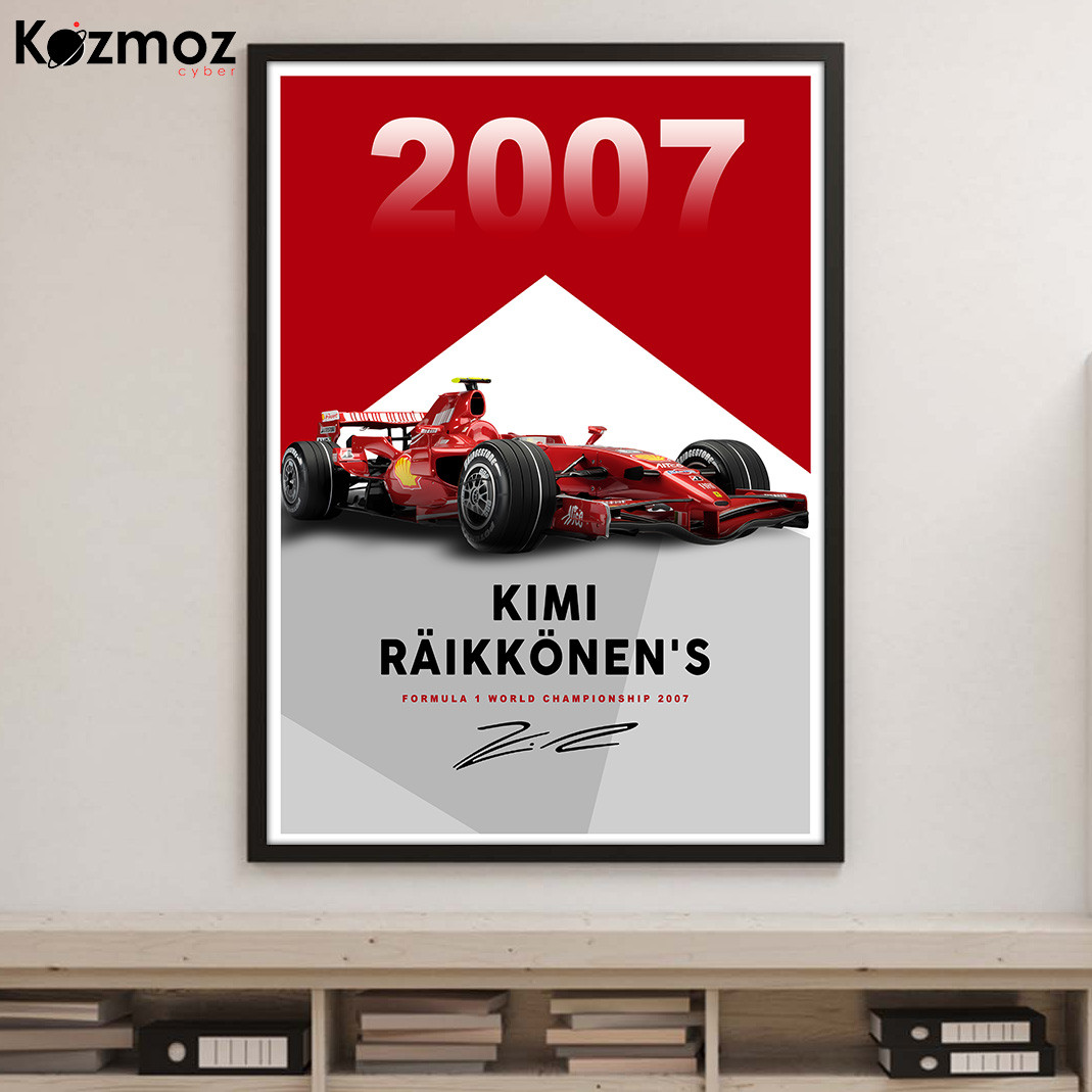Kimi Raikkonen 2007 Poster - Ferrari  Singed