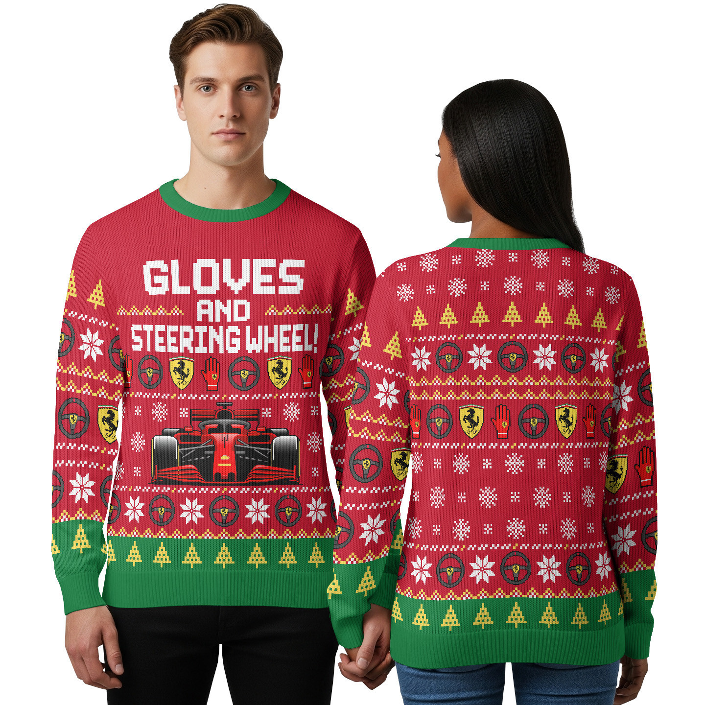 Kimi Raikkonen Ugly Christmas Sweater - SF “Gloves and Steering Wheel” Edition Racing Holiday Sweater