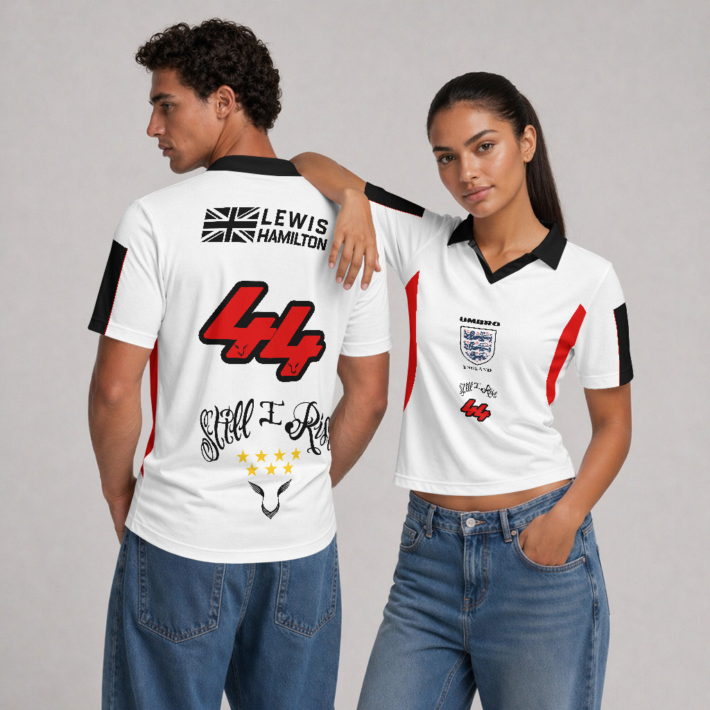 King Lewis #44 Retro x England F1 Team Custom V-Neck Polo Shirt