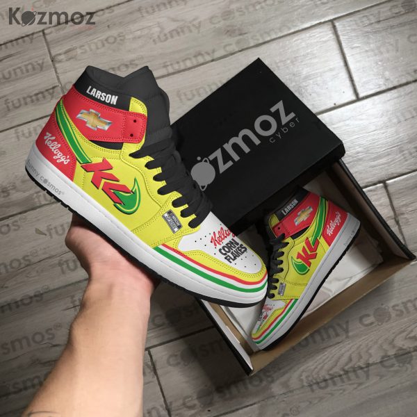 Kyle Larson AJ1 Sneakers Kellogg's Corn Flakes Throwback Livery 2024 Custom Racing Shoes - 7