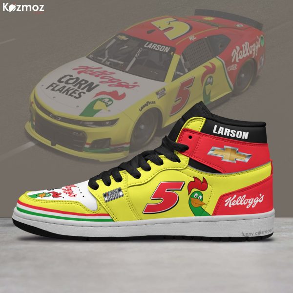 Kyle Larson AJ1 Sneakers Kellogg's Corn Flakes Throwback Livery 2024 Custom Racing Shoes - 6