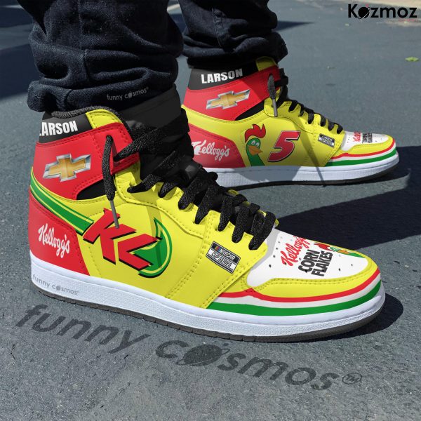 Kyle Larson AJ1 Sneakers Kellogg's Corn Flakes Throwback Livery 2024 Custom Racing Shoes - 5