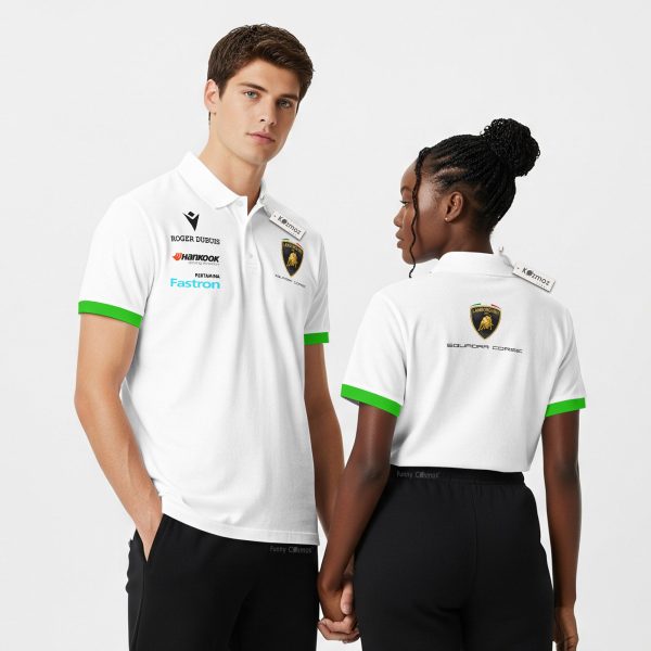 Lamborgh Squadra Corse 2026 White Custom Polo Shirt