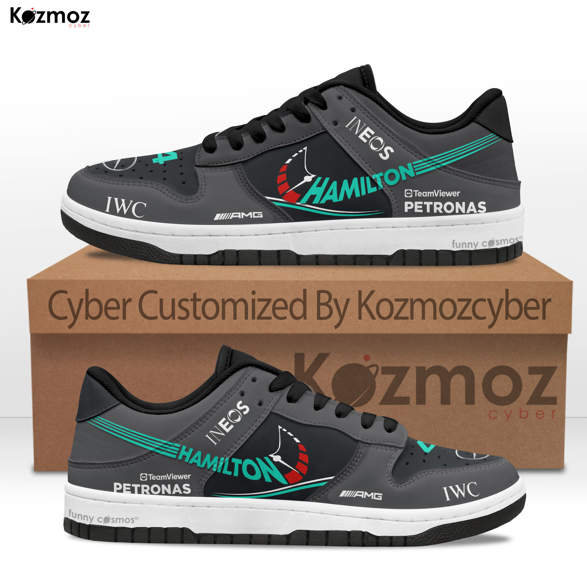 Lewis Hamilton SD Dunk Sneakers AMG Petronas 2024 Custom Racing Shoes - 15