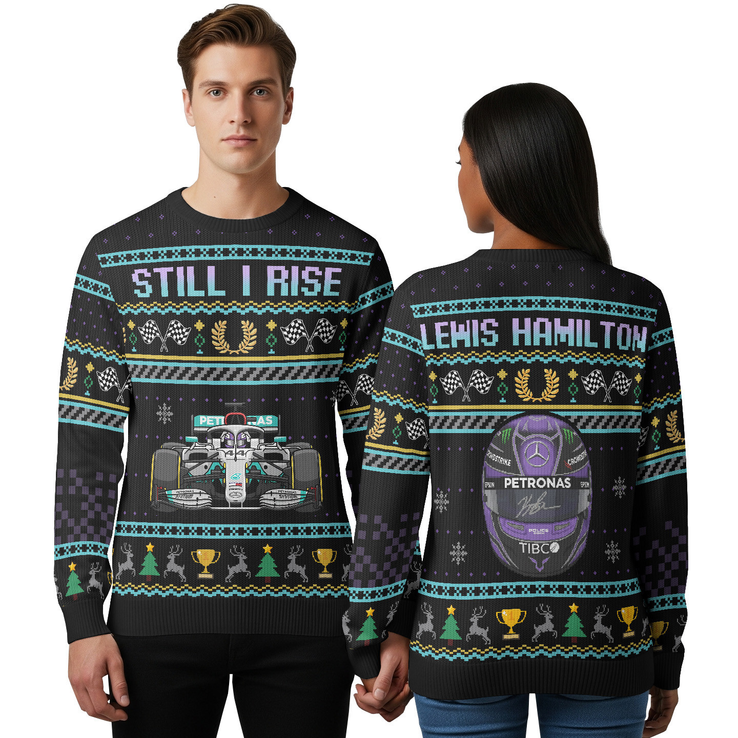 Lewis Hamilton Ugly Christmas Sweater - "Still I Rise" Edition Racing Holiday Sweater
