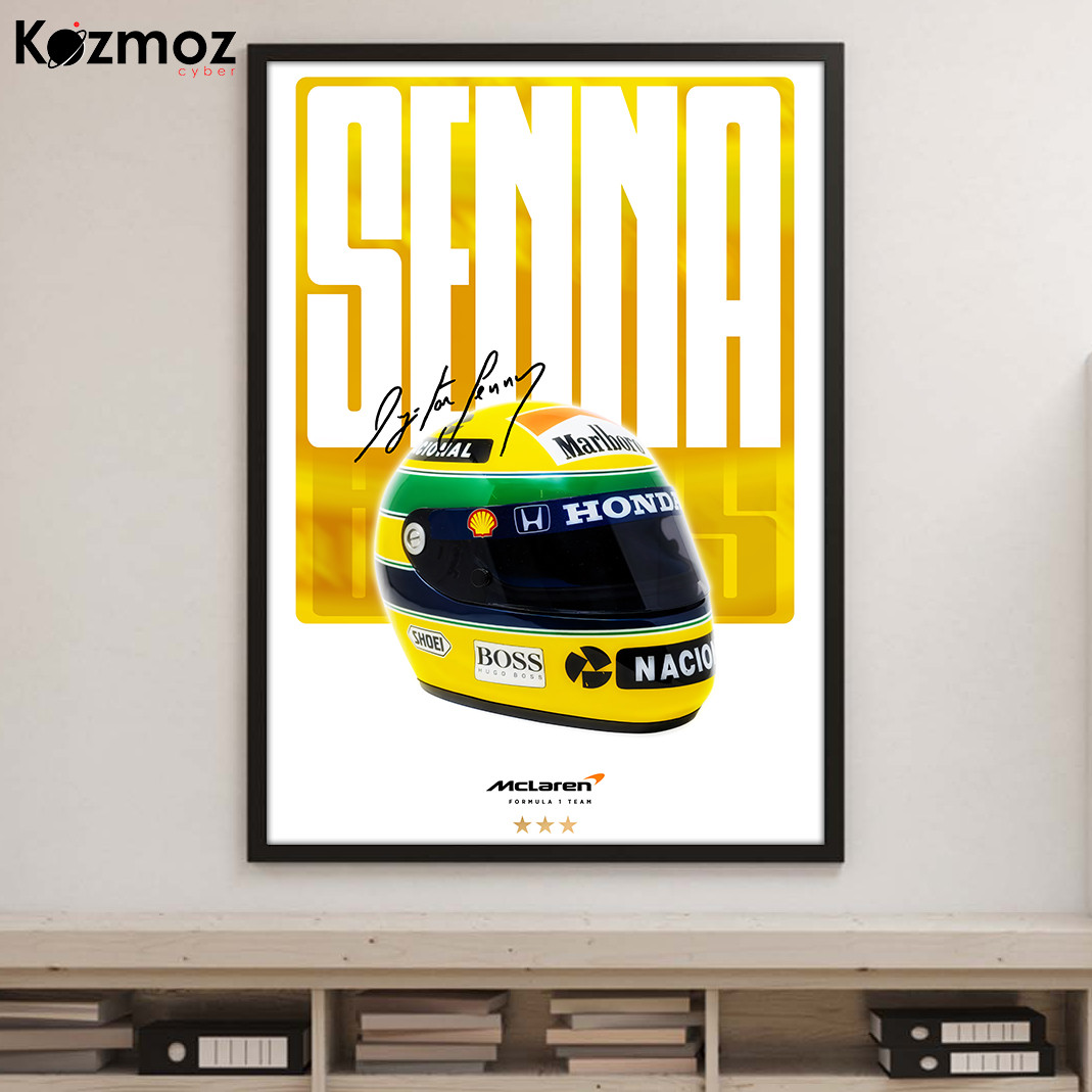 Magic Senna Helmet Poster - McLaren Legend Wall Art