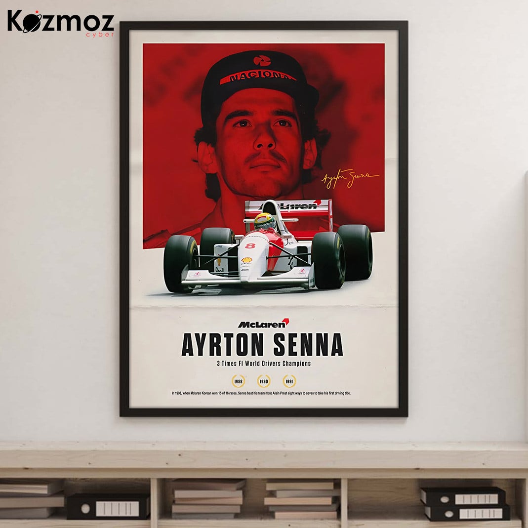 Magic Senna McLaren Poster - World Champion Tribute Vintage Racing Wall Art