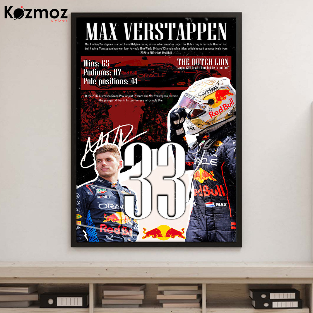 Max Verstappen RB Racing Poster The Dutch Lion #33 Wall Art