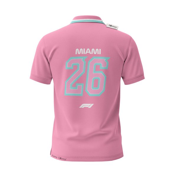 Miami Neon Polo Pink Circuit Custom Polo Shirt - 7