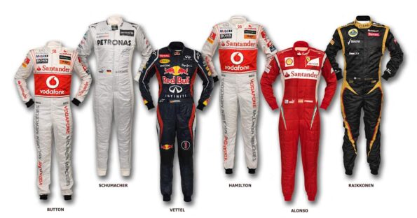 Vintage racing suit from early motorsports era, focusing primarily on safety rather than style