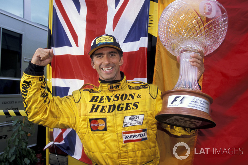 Damon Hill wins 1998 Belgian Grand Prix for Jordan