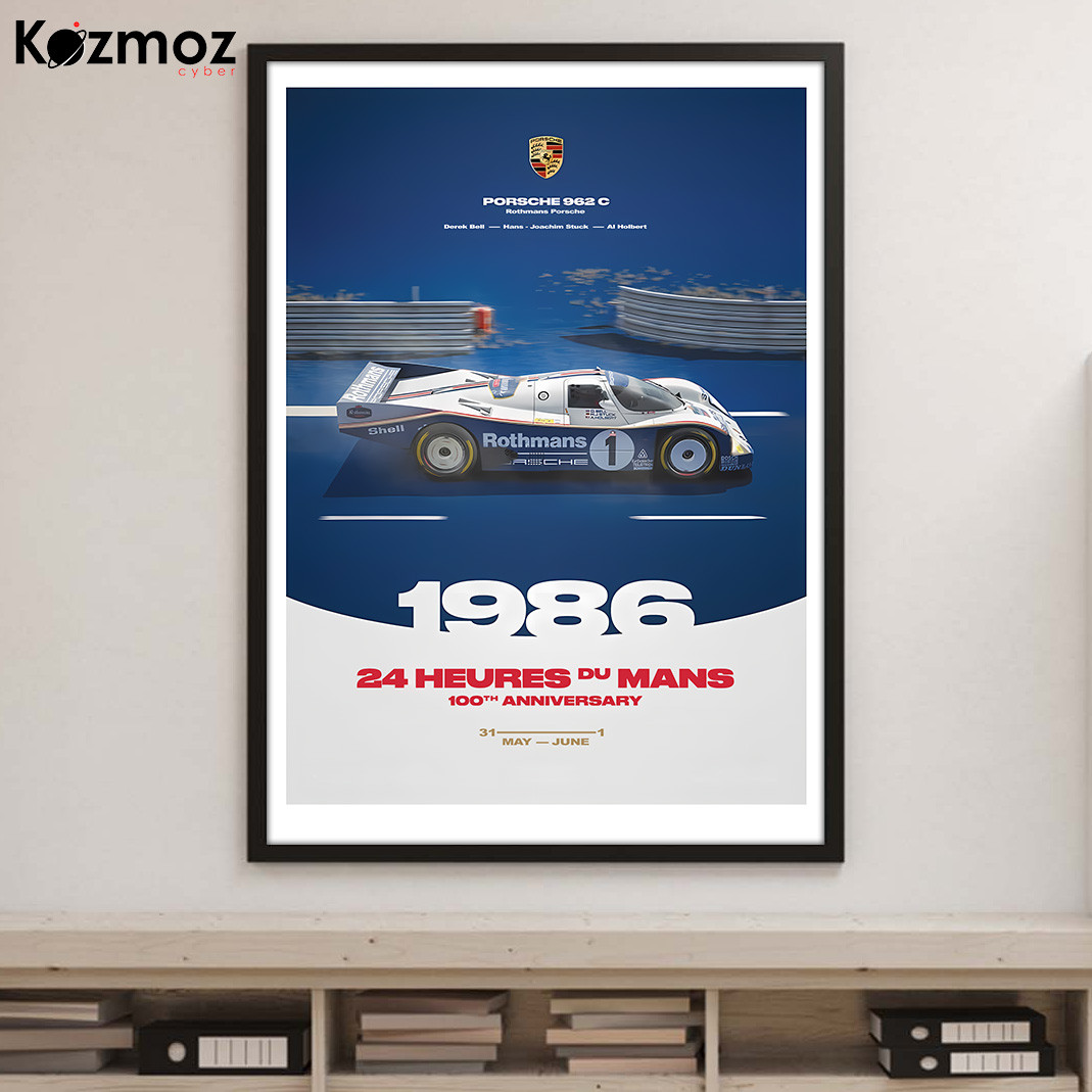 Porsh 911 962 C Poster - 24 Héros Du Mans 100th Anni Racing Wall Art
