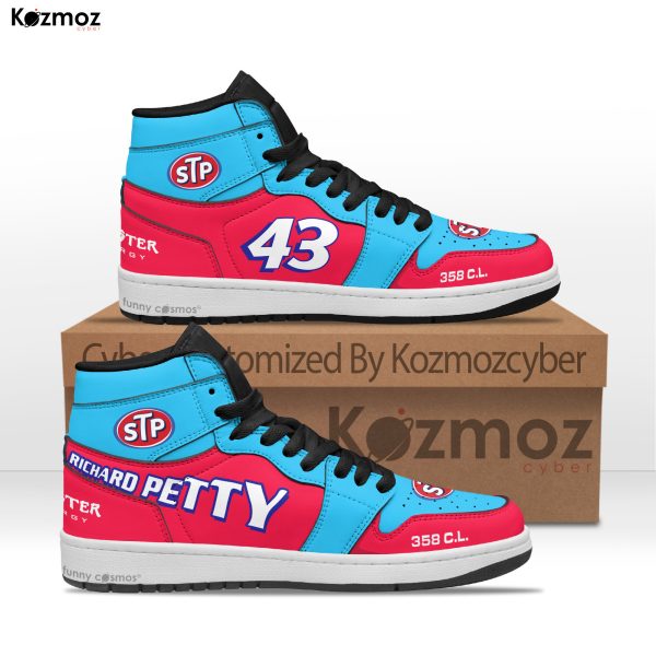 Richard Petty JD1 Sneakers Blue & STP Day-Glo Red #43 Livery 1972 Custom Racing Shoes