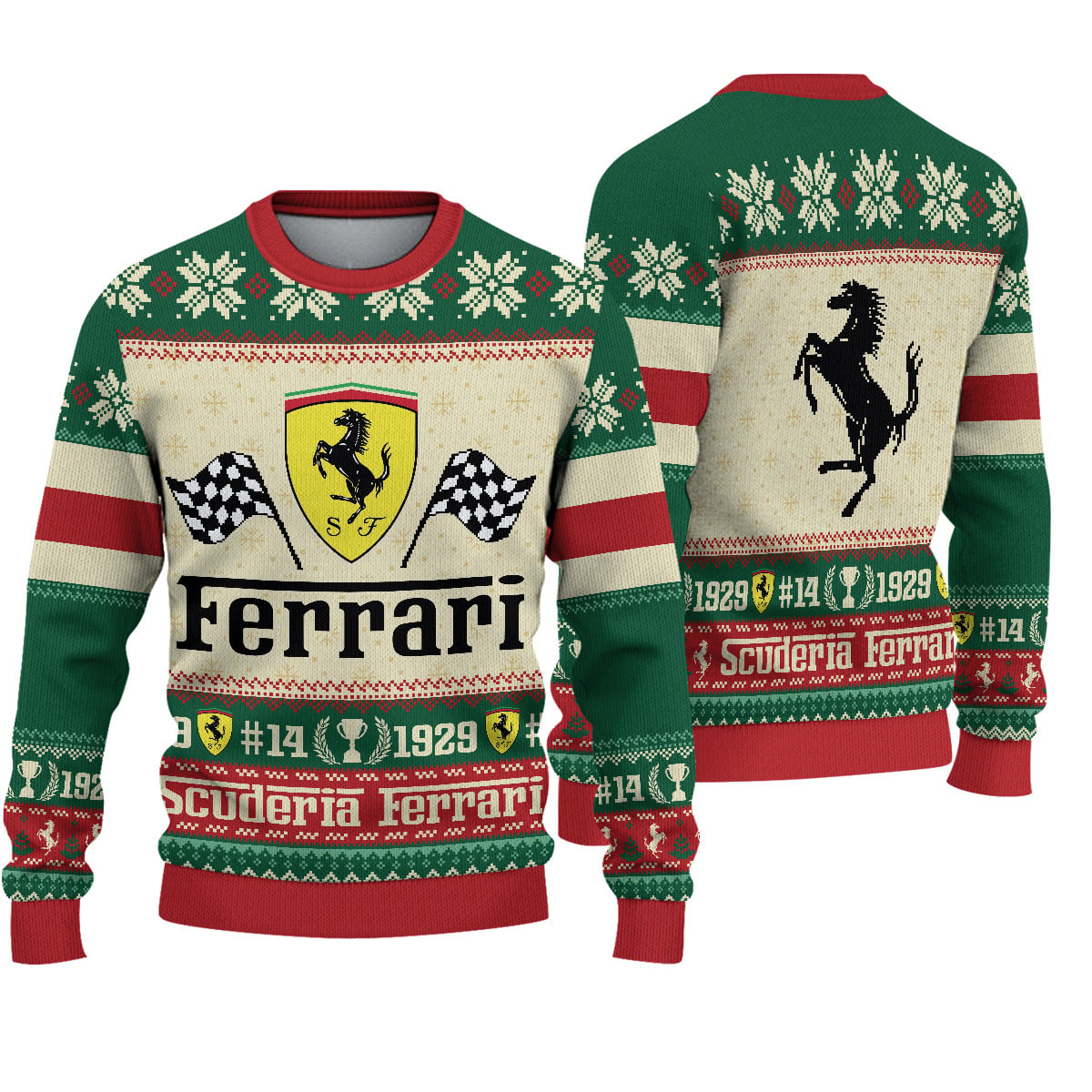 SF Prancing Horse Racing Inspired Ugly Xmas Sweater