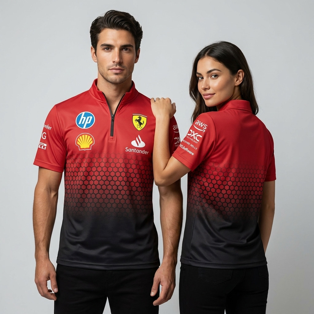 SF Rosso Corsa Honeycomb F1 Custom Quarter Zip Shirt