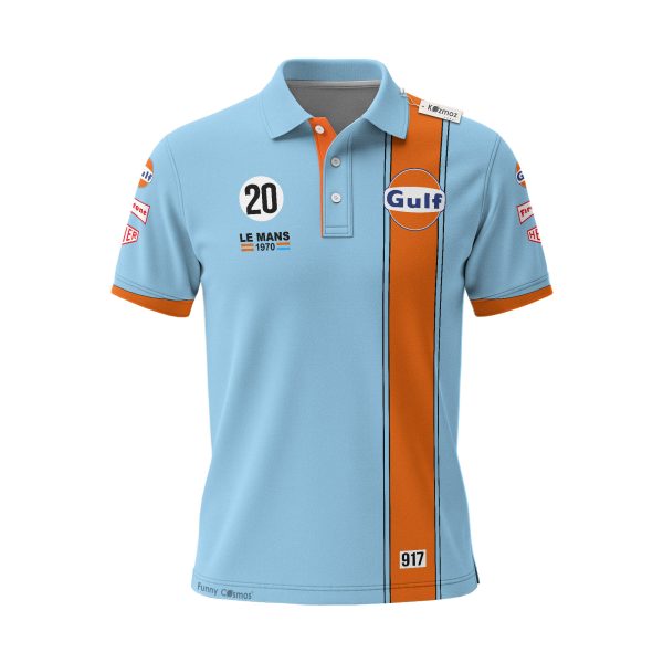 Steve McQueen #20 917 Gulf Le Mans Custom Polo Shirt - 6