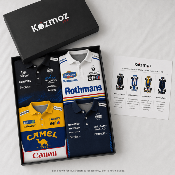 Williams F1 Racing Polo Shirt Pack - F1 Team Fan Gift Bundle Pack - 8