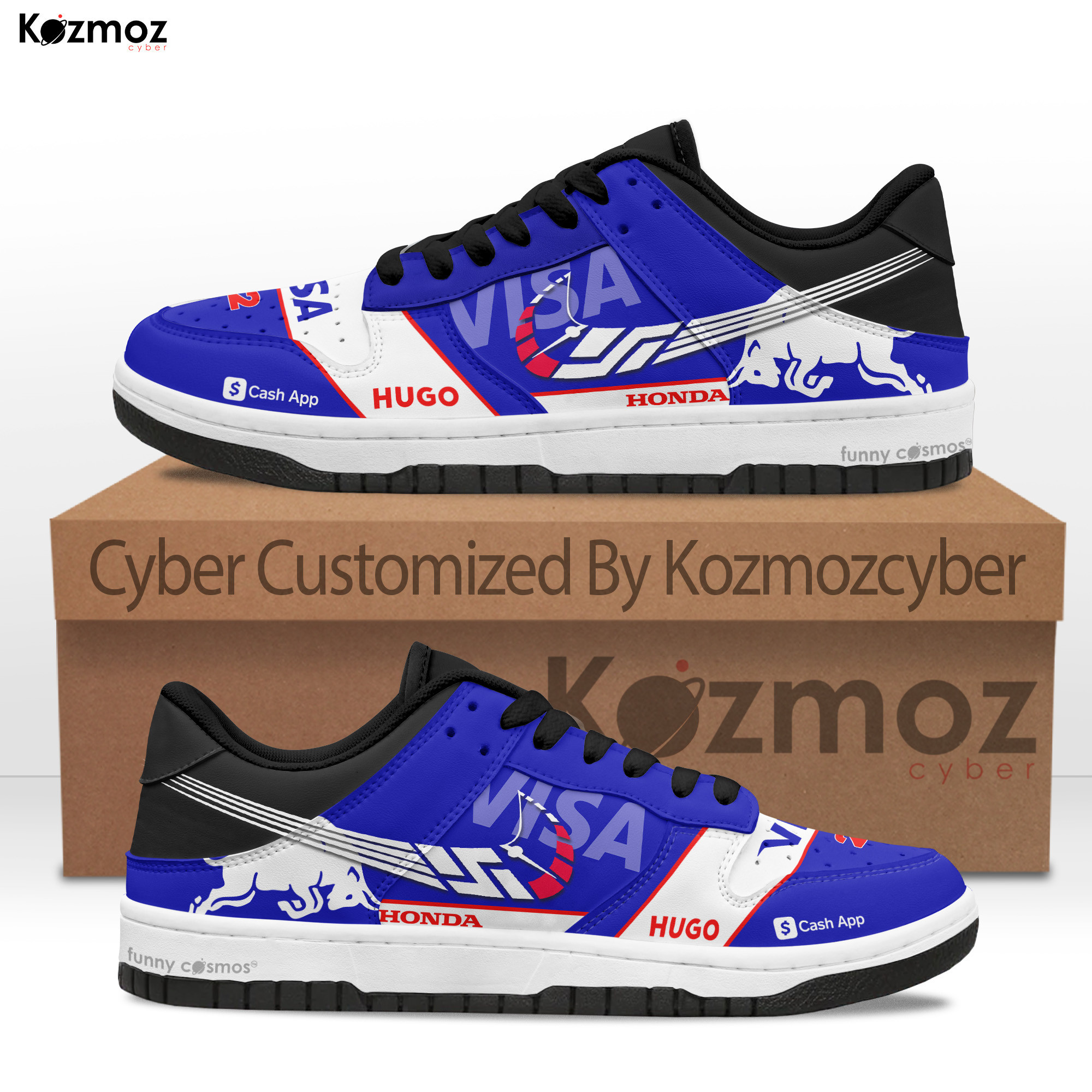 Yuki Tsunoda Custom Shoes Visa Cash App RB VCARB 01 Livery 2024 Racing Shoes