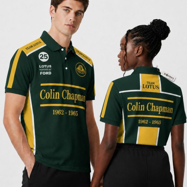 Colin Chapman Lotus 25 1962 - 1965 Green Yellow Custom Polo Shirt - 18
